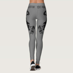 Leggings Cheval sauvage noir droit - Dessin noir et blanc