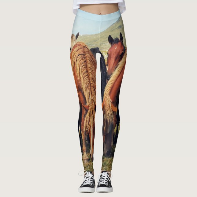 Leggings Chevaux sauvages Vie Nature Scène (Devant)