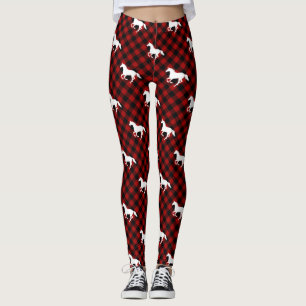 Leggings Chevaux sur le Buffalo Plaid