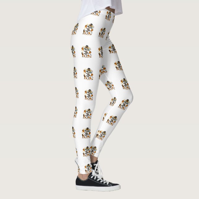 Leggings Chèvre squelette fantomatique mignonne avec chapea (Droite)
