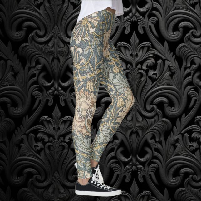 Leggings Chèvrefeuille par William Morris, Art floral vinta (Honeysuckle by William Morris, Vintage Flowers Art Leggings)