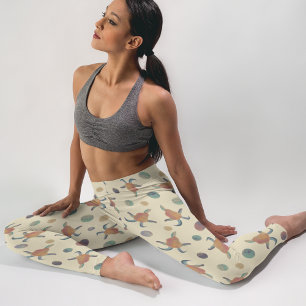 Leggings Chèvres peintes et Pois sur motif crème