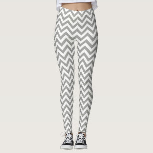 Leggings Chevron blanc gris