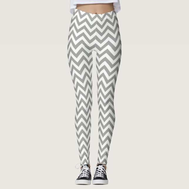 Leggings Chevron blanc gris (Devant)