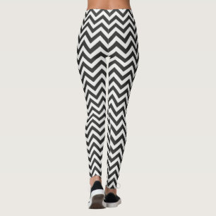 Leggings Chevron blanc noir