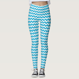 Leggings Chevron blanc turquoise