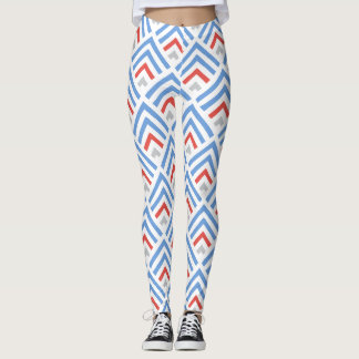 Leggings chevron classique moderne bleu et rouge