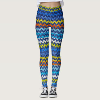 Leggings Chevron Coloré Cuir Moderne #3
