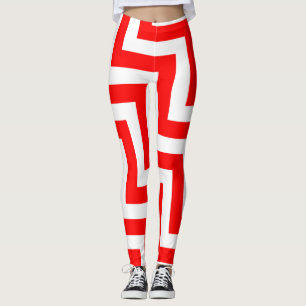 Leggings Chevron en diagonale rouge et blanc