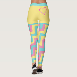 Leggings Chevron géométrique moderne et coloré avec Coeurs