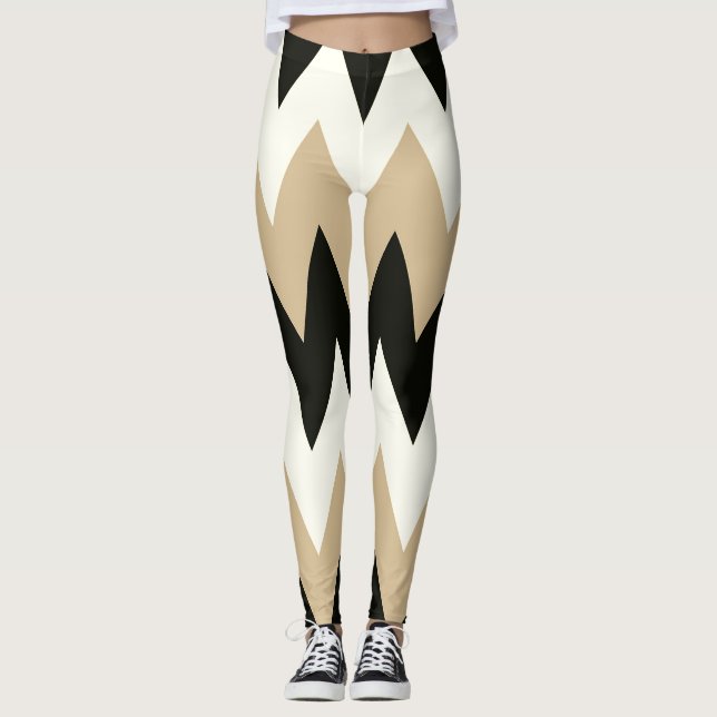 Leggings Chevron noir et blanc (Devant)