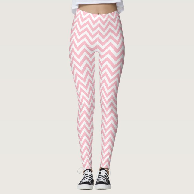 Leggings Chevron rose et blanc de petite taille (Devant)