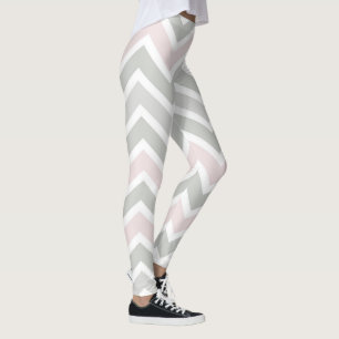 Leggings Chevron rose et gris