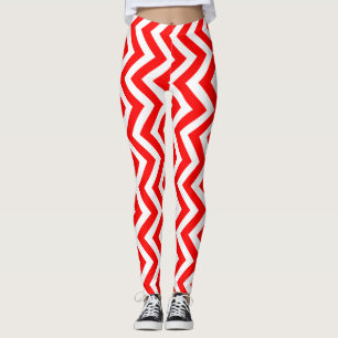 Leggings Chevron vertical rouge et blanc moyen
