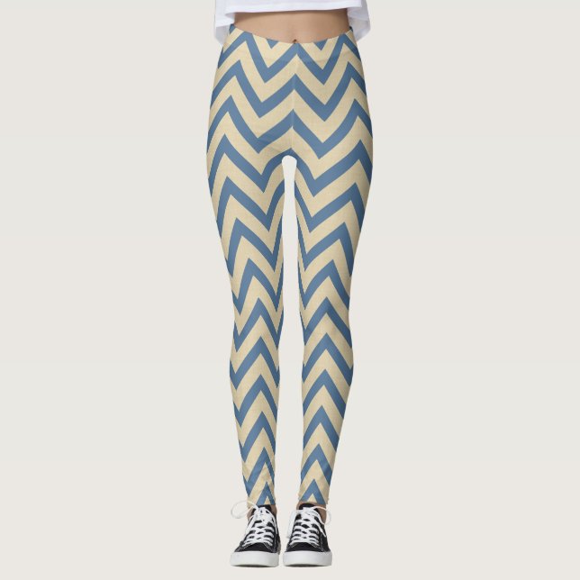 Leggings Chevrons bleus de modes d'épice du Cachemire (Devant)
