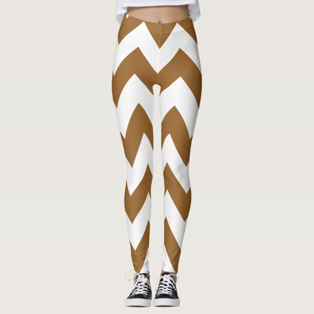 Leggings Chevrons Brown neutres au sucre (Devant)