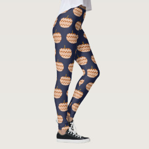 Leggings Chevrons tendance Citrouilles et bleu marine