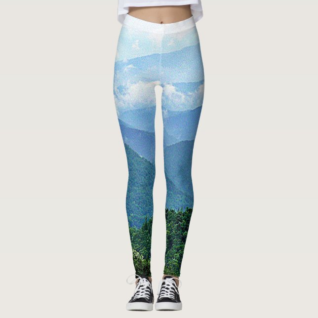Leggings Chic Blue Ridge Mountains Photographie Style Yoga (Devant)