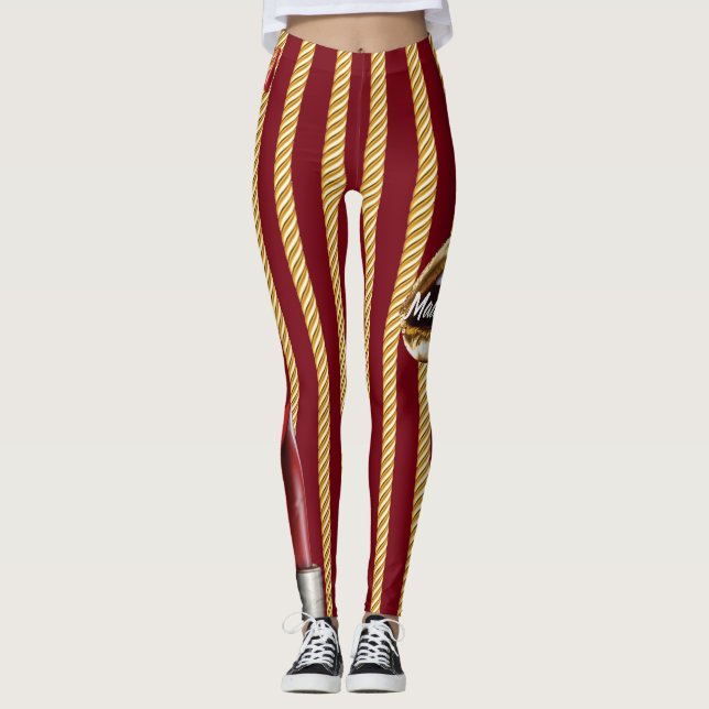 Leggings Chic bordeaux Gold Lines Lips Girly 2022 anniversa (Devant)