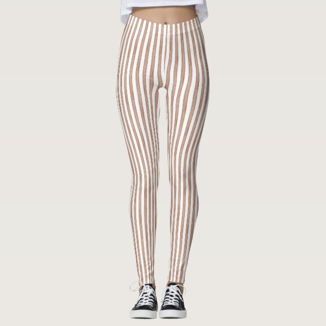 Leggings Chic Brown rayures blanches (Devant)