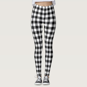 Leggings Chic Carreau Gingham Noir Et Blanc À Carreaux