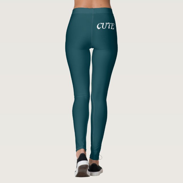 Leggings Chic Élégant Bleu Sarcelle  (Dos)