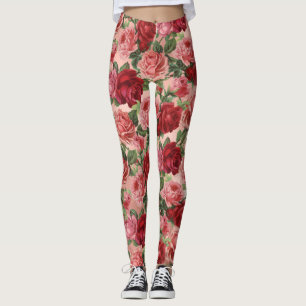 Leggings Chic Elegant Vintage rose Roses Florales