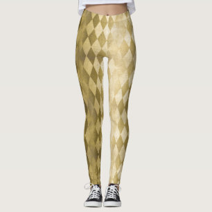 Leggings Chic Faux Gold Harlequin Diamond Motif