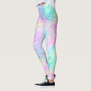 Leggings Chic Girly Rainbow Shimmer Empreinte de léopard