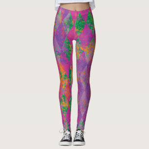 Leggings Chic Mardi Gras Motif arlequin violet