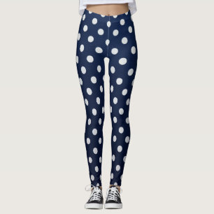 Leggings Chic marine et blanc pois intemporels