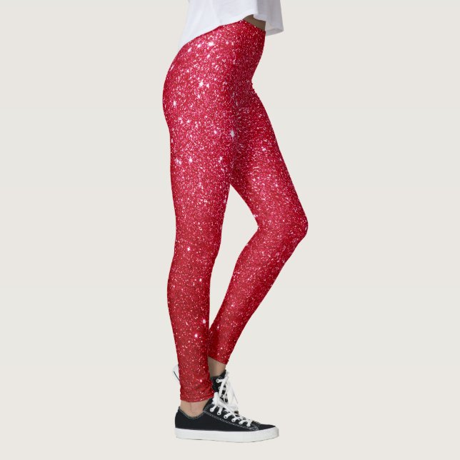 Leggings chic mignon parties scintillant rouge vif motif (Droite)