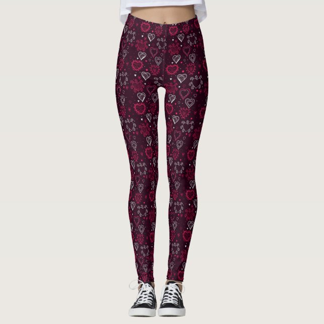 Leggings Chic moderne Whimsical Love Hearts Saint Valentin (Devant)