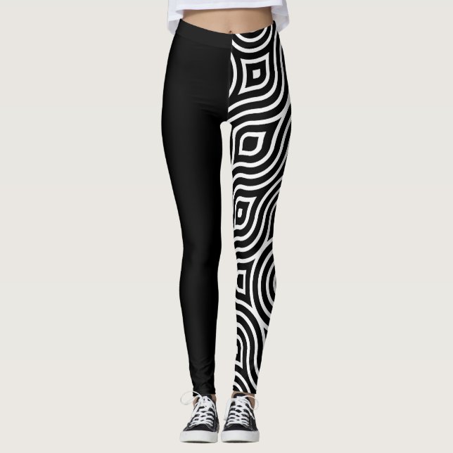 Leggings Chic Monochrome femme noir & blanc (Devant)