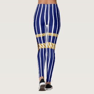 Leggings Chic Navy Gold Lips Lines Beauté Girl Custom