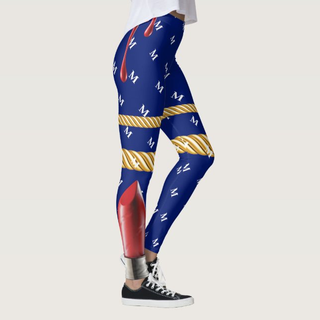 Leggings Chic Navy Stylish Lips Cadeau Anniversaire Beauté  (Droite)