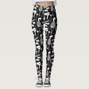 Leggings Chic Retro Black & White Hair Salon Outils Motif