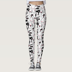 Leggings Chic Salon de cheveux noirs roses