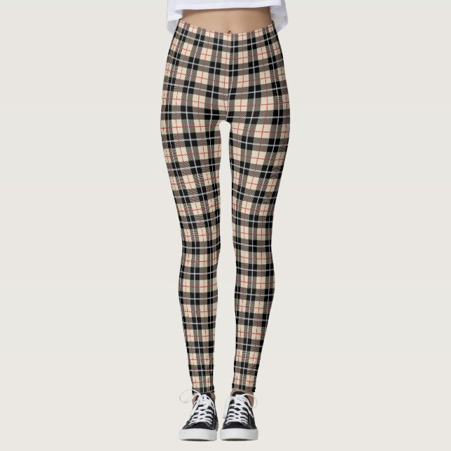 Leggings Chic Thompson Camel Tartan Plaid Motif (Devant)