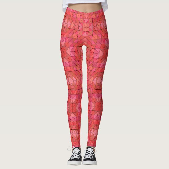 Leggings chics modernes avec Triangles rouges gras (Devant)