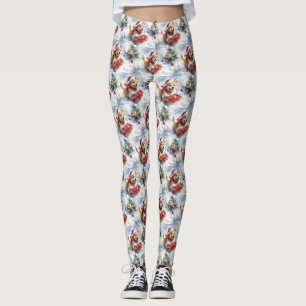 Leggings Chien Akita en Luge Laissez Tomber la Neige Noël