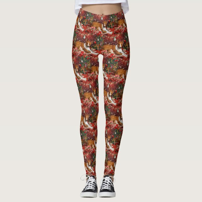 Leggings Chien Basenji Fête de Noël (Devant)