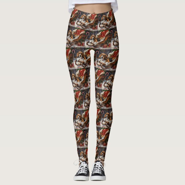 Leggings Chien Beagle Noël Festif (Devant)