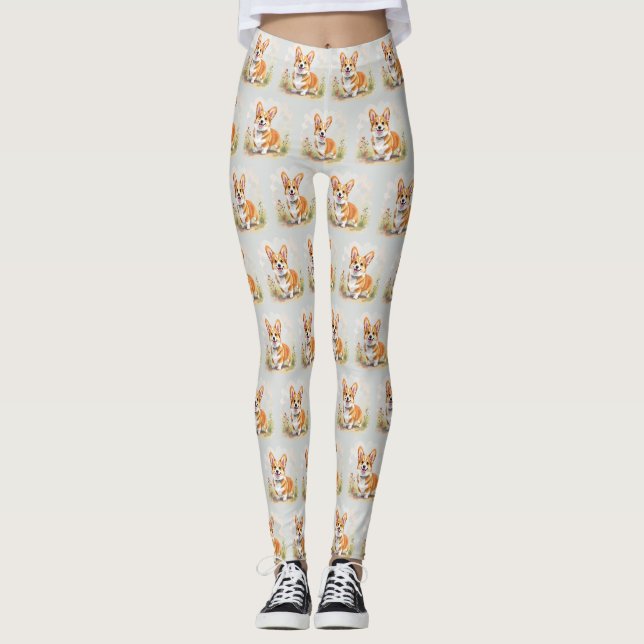 Leggings Chien Corgi Gallois Pembroke Rouge Mignon (Devant)
