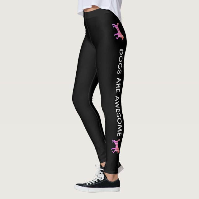 Leggings Chien - Cute Pet Pop Art, Animal Abstrait Rose (Gauche)