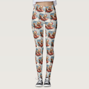 Leggings Chien de Poméranie dans la corniche Laisser neiger