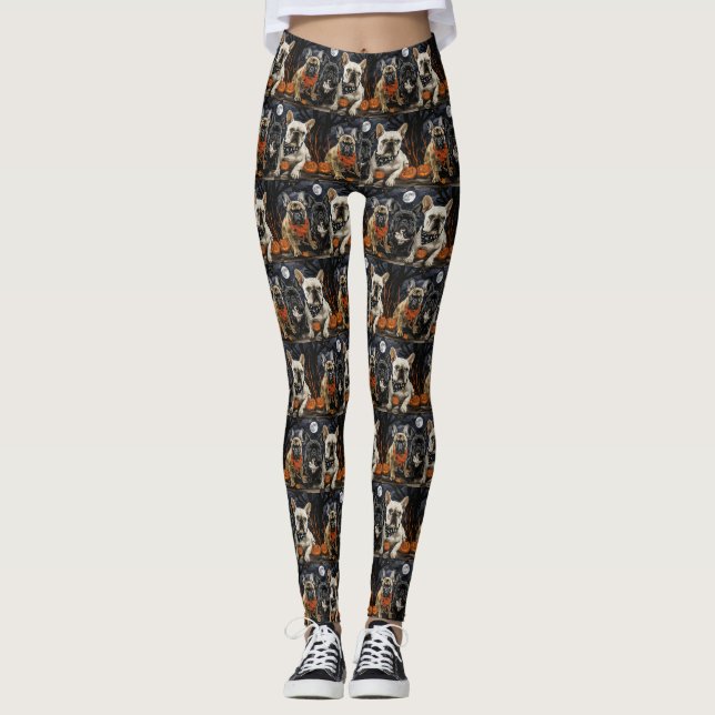 Leggings Chien de taureau français Halloween Éffrayant (Devant)