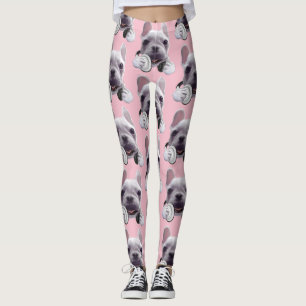 Leggings Chien de taureaux français avec casque Illustratio