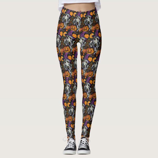 Leggings Chien éffrayant Dalmatien Halloween sorcière et Ci (Devant)