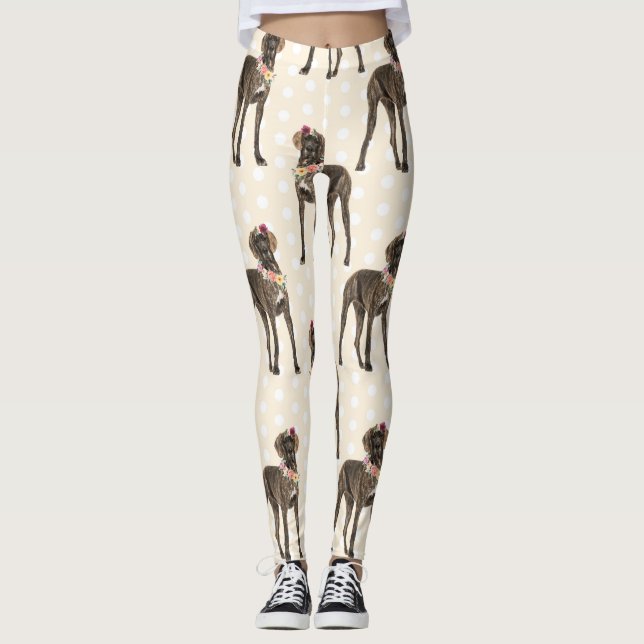 Leggings Chien Floral Great Dane Motif, Amoureux des chiens (Devant)